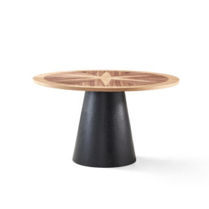 Parquet Wood Grain Round Dining Table - Image 2