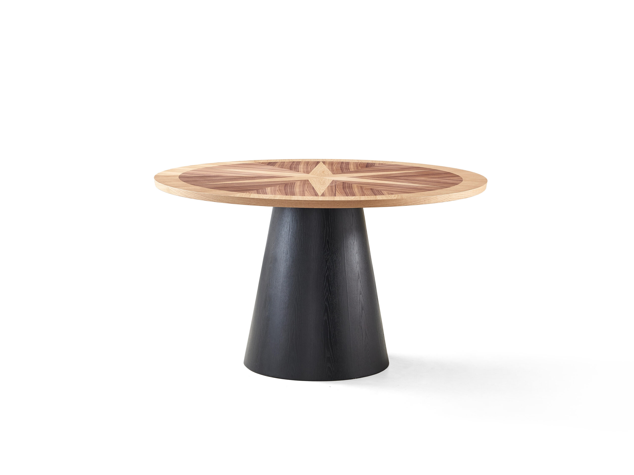 Parquet Wood Grain Round Dining Table - Image 2
