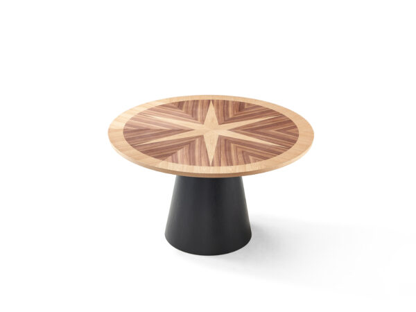 Parquet Wood Grain Round Dining Table