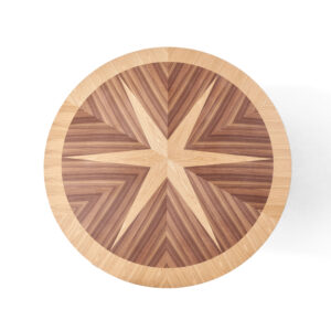 Parquet Wood Grain Round Dining Table - Image 3