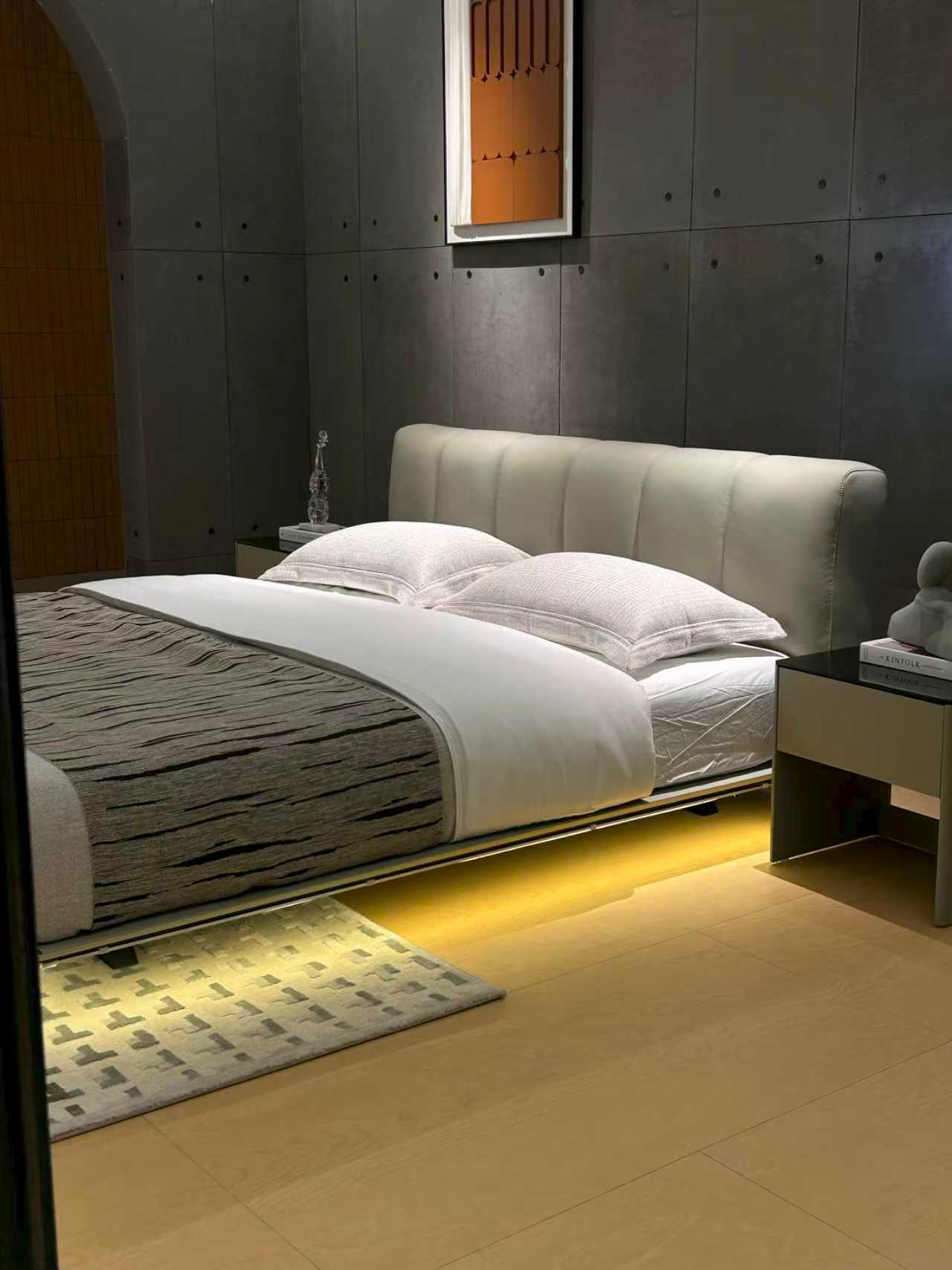 Piano‑Key Floating Upholstered Bed - Image 2