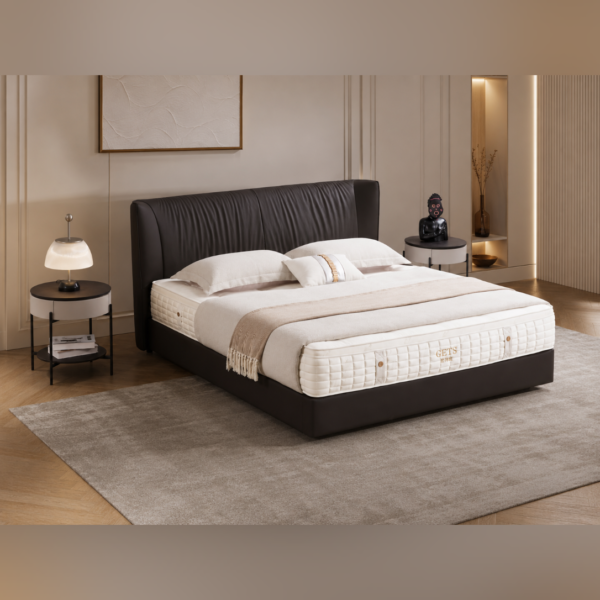 Satin‑Effect Upholstered Bed