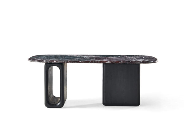 Naqiu Red Quartzite & Leather Dining Table