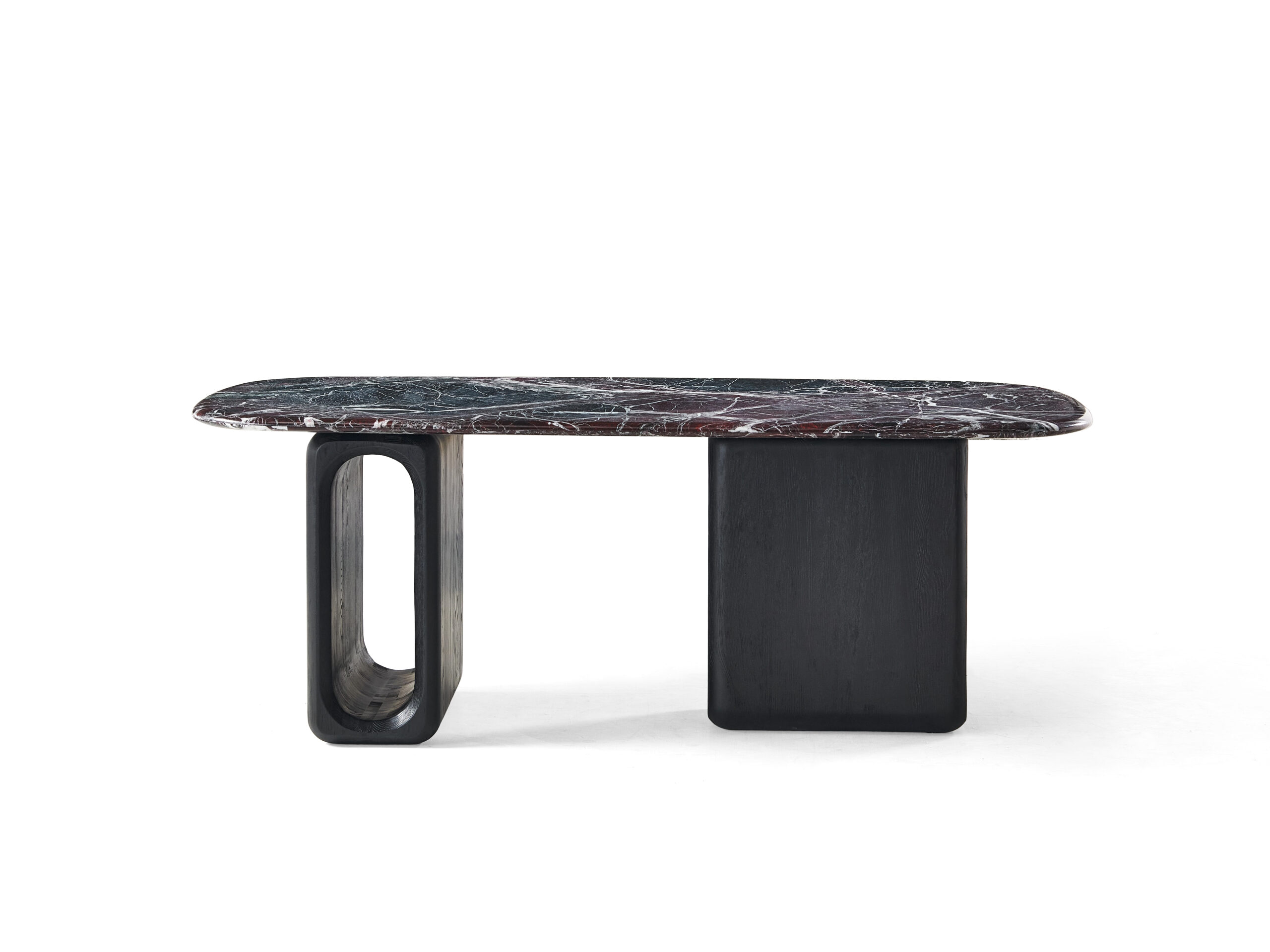 Naqiu Red Quartzite & Leather Dining Table - Image 3