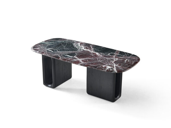 Naqiu Red Quartzite & Leather Dining Table
